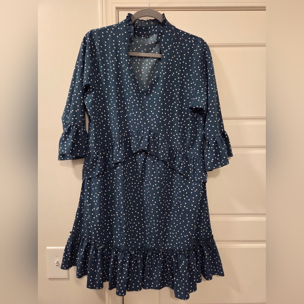 Polka‎ Dot Ruffle Dress, Green